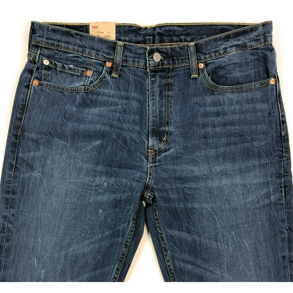 Levis 511 Slim Fit Tapered Leg Mens 36x34 Blue Jeans Distressed Denim Red Tab - Picture 3 of 12